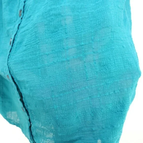 Pilcro By Anthropology Button Up Shirt Small Long Sleeves Green Top Swiss Dot - Picture 7 of 13